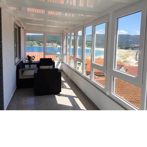 Apartment with 2 bedrooms in Laxe with wonderful sea view and furnished terrace 80 m from the beach
