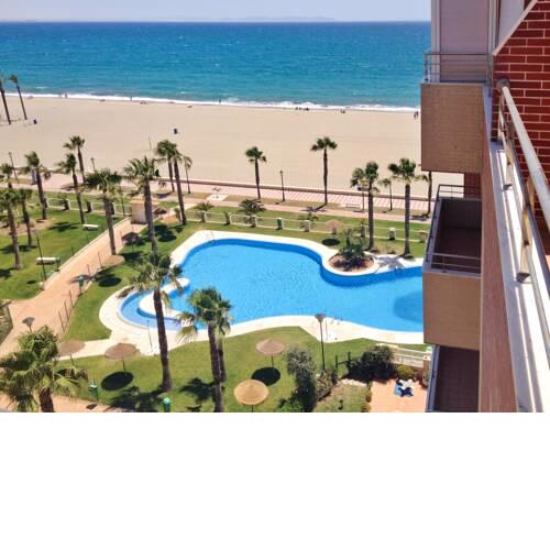 Apartment with 2 bedrooms in Roquetas de Mar with wonderful sea view shared pool and furnished terrace 10 m from the beach