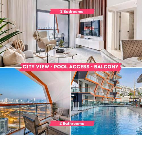 Apartment with City Skyline View Pool & Gym Access