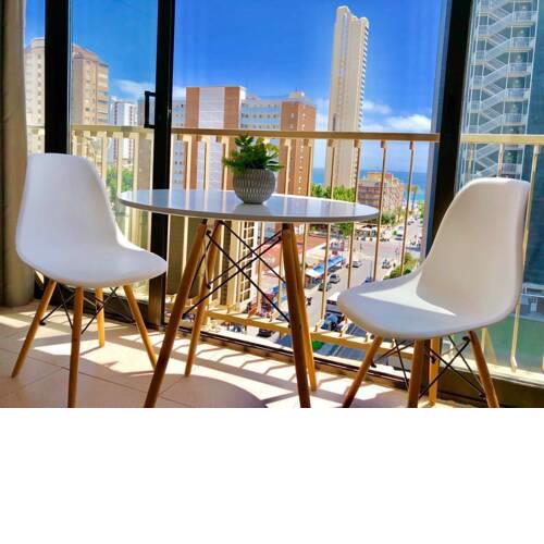 Apartment with one bedroom in Benidorm with wonderful sea view shared pool balcony 350 m from the beach