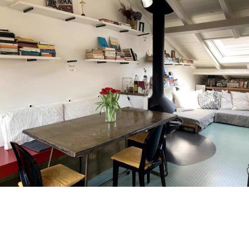 Attic with terrace and chimney