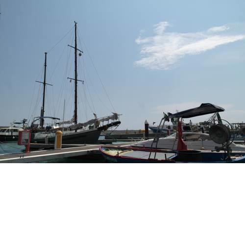Classic wooden yacht offered as a houseboat on the Marina, Preveza, Greece