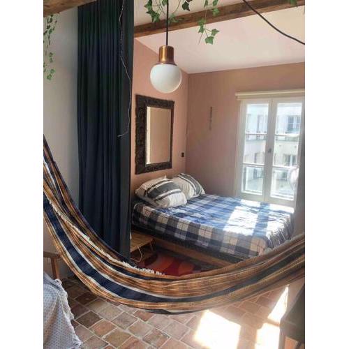 Cozy, Parisian, Wood-beam Apartment with Hammock!
