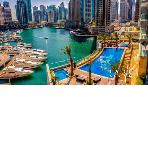 Damac Residences - Rare Holiday Homes offer Palm View - Beachfront Fendi Interior One Bed Apartment- R6303 in Damac Heights Dubai Marina