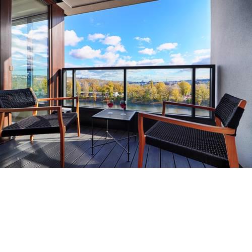 Designer Riverfront Appt near Centre with View & Balcony