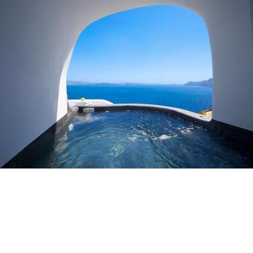Elegant Santorini House Villa Horizon Caldera View-Outdoor Hot Tub Oia