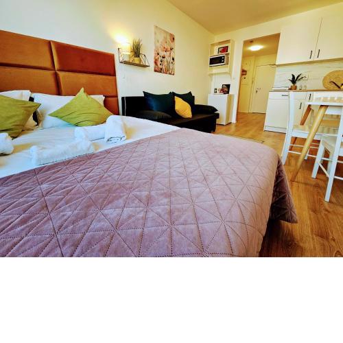LIVE-INN PRAGUE 1 BDR CITY VIEW SUITE FOR 1-4 GUESTS, 20 Mins to center, Lift, Gym, Reception, Parking, Roof Terrace, Game & Party