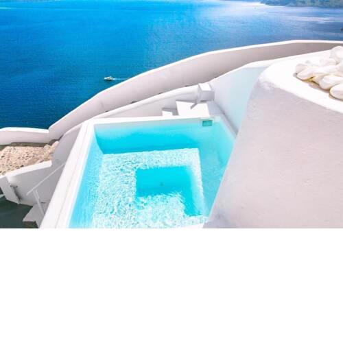 Luxury Santorini Villa Full Moon Villa Outdoor Plunge Pool Sea Caldera View 1 BDR Oia