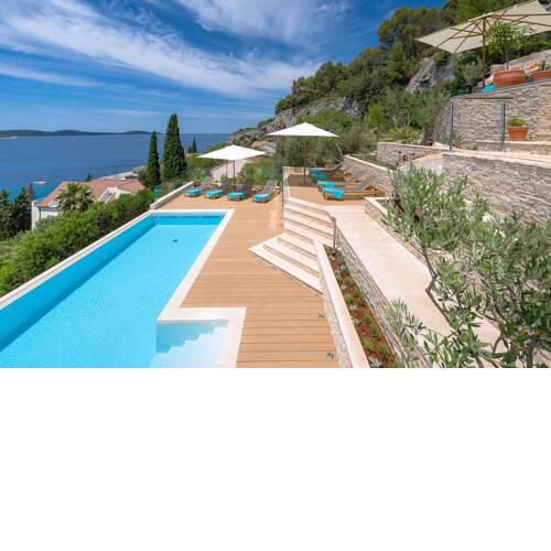 Luxury Villa Hvar Carpe Diem with private pool and staff by the sea on Hvar island