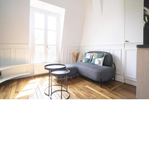 Parisian cocoon under the roofs view Eiffel Tower