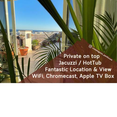 Penthouse mit Jacuzzi, Meer- & Bergblick