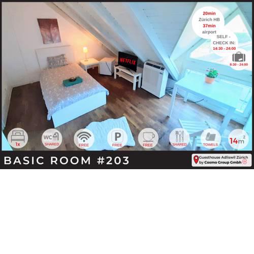 SELF-CHECK-IN - Single bed with shared bathrooms at Guesthouse Adliswil-Zürich 203