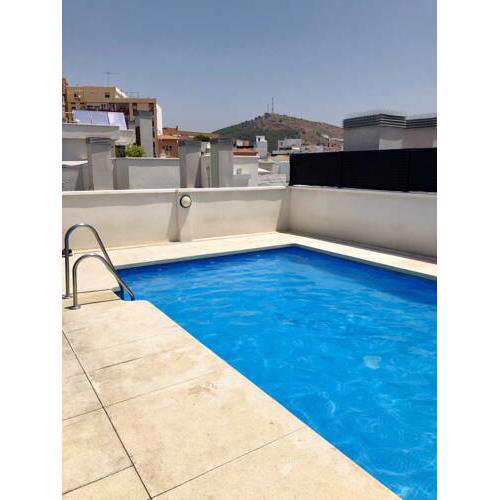 Studio in Malaga with wonderful city view shared pool terrace 1 km from the beach