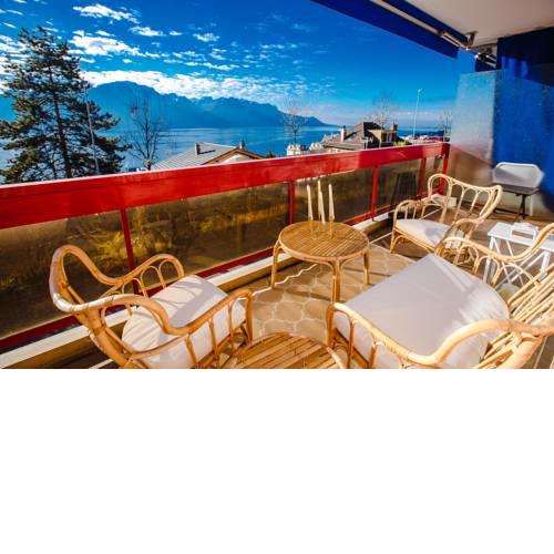 Wonderful terrace mountains and lake view
