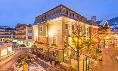 Zell am See u ski areálů v luxusním Hotelu Grüner Baum **** s wellness, polopenzí, proseccem a slevami